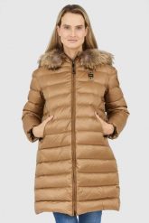 BLAUER Brązowa kurtka puchowa damska z odpinanym futrem jenota, Rozmiar XS. Brązowe kurtki damskie Blauer USA, s, bez wzorów, z puchu, bez kaptura. W wyprzedaży za 1,699.99 zł.