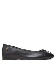 Tommy Hilfiger Baleriny Toe Cap Leather Ballerina FW0FW08759 Czarny. Czarne baleriny damskie Tommy Hilfiger, bez wzorów, ze skóry, bez obcasa. Za 299.99 zł.