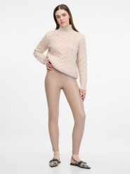 Orsay Legginsy w kolorze beżowym ze skóry syntetycznej rozmiar: S. Brązowe legginsy damskie ORSAY, s, bez wzorów, ze skóry. Za 39.21 zł.