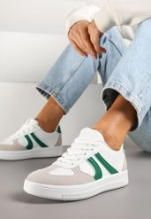 Biało-Zielone Sneakersy Klasyczne Tenisówki Setinora. Białe trampki i tenisówki damskie Renee, bez wzorów, z jeansu. Za 79.99 zł.