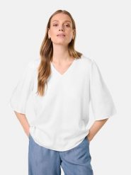 Gerry Weber Bluzka w kolorze białym rozmiar: 42. Białe bluzki damskie Gerry Weber, s, bez wzorów, z wiskozy, klasyczne, bez kołnierzyka, bez ramiączek. Za 127.65 zł.