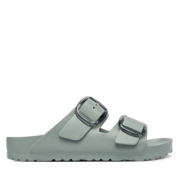 Klapki Birkenstock. Zielone klapki damskie Birkenstock, bez wzorów, bez obcasa. Za 279.99 zł.