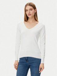 Morgan Sweter 251-MIELO Biały Slim Fit. Białe swetry klasyczne damskie Morgan, xl, z wiskozy, bez kołnierzyka. Za 129.99 zł.