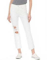 DAMSKIE SPODNIE JEANSOWE WRANGLER RETRO STRAIGHT WHITE DESTROYED W238DM13H 112127869. Białe spodnie materiałowe damskie Wrangler, bez wzorów, z jeansu, retro. W wyprzedaży za 89.99 zł.