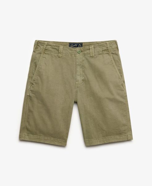 Superdry Utility Chino Shorts — Straight Fit, Oil Green. Zielone szorty męskie Superdry., bez wzorów, z bawełny, klasyczne. Za 283.70 zł.