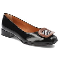 Czarne Czółenka Armodo Eleganckie Obuwie Damskie Z Broszką. Czarne broszki damskie Armodo, bez wzorów, z materiału, bez obcasa, na obcasie. Za 409.00 zł.