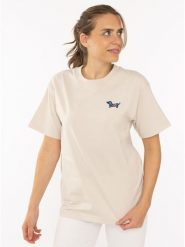 Zwillingsherz Koszulka w kolorze beżowym rozmiar: L/XL. Brązowe bluzki damskie Zwillingsherz, l, bez wzorów, z bawełny, bez kołnierzyka, bez ramiączek. Za 82.99 zł.