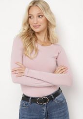 Różowa Dopasowana Bluzka z Elastycznej Bawełny Loreen. Czerwone bluzki damskie Born2be, xl, bez wzorów, z bawełny, bez kołnierzyka, bez ramiączek. Za 19.99 zł.