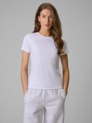 4F T-shirt slim gładki damski - biały XS. Białe t-shirty damskie 4f, xs, bez wzorów, z dzianiny, bez kołnierzyka. W wyprzedaży za 39.99 zł.