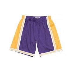 Spodnie koszykarskie męskie Mitchell & Ness Nba Swingman Los Angeles Lakers. Fioletowe szorty męskie Mitchell & Ness, bez wzorów, sportowe. Za 437.00 zł.