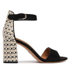 Sandały Tamaris. Czarne sandały damskie Tamaris, bez wzorów, bez obcasa, na słupku. Za 329.99 zł.