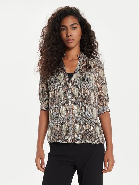 Morgan Koszula 242-CLIPA.F Brązowy Regular Fit. Brązowe koszule damskie Morgan, bez wzorów, z syntetyku, bez kołnierzyka, bez ramiączek. Za 169.99 zł.