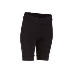Spodenki na rower 100 damskie. Czarne szorty damskie TRIBAN, bez wzorów, z elastanu. Za 29.99 zł.