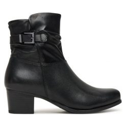 Botki Caprice. Czarne botki damskie Caprice, bez obcasa, na słupku, bez zapięcia. Za 529.99 zł.