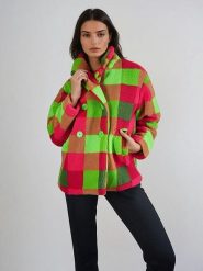 Monki Kurtka przejściowa w kolorze czerwono-zielonym rozmiar: S. Czerwone kurtki damskie Monki, s, bez wzorów, bez kaptura. Za 139.20 zł.