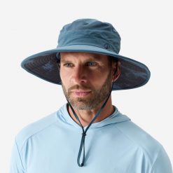 Kapelusz wędkarski Caperlan Anti-Uv 60 cm. Niebieskie kapelusze damskie CAPERLAN, bez wzorów, z materiału. Za 69.99 zł.
