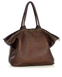 Duża torebka skórzana oversize style shopper bag - MARCO MAZZINI czekoladowy brąz. Brązowe shopper bag damskie bez wzorów, ze skóry, duże, bez dodatków. Za 599.00 zł.