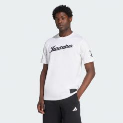 Koszulka Juventus US Pack. Białe t-shirty sportowe męskie Adidas, l, bez ramiączek, do piłki nożnej. Za 172.80 zł.