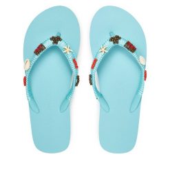 Japonki Banana Moon. Niebieskie klapki damskie Banana Moon, bez wzorów, bez obcasa. Za 229.99 zł.