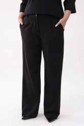 Eleganckie czarne spodnie Soft Comfort z kieszeniami PLUS SIZE XXL. Czarne spodnie materiałowe damskie Moda Size Plus Iwanek, bez wzorów, z nylonu, biznesowe, plus size. Za 229.90 zł.