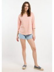 ELBSAND Koszulka "Celin" w kolorze pomarańczowo-jasnoróżowym rozmiar: XL. Pomarańczowe bluzki damskie ELBSAND, xl, bez wzorów, bez kołnierzyka, bez ramiączek. Za 104.99 zł.