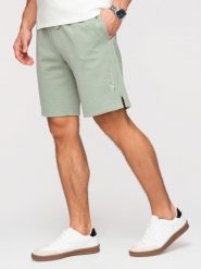 Męskie szorty REGULAR FIT z dzianiny french terry - pastelowa zieleń V3 - Rozmiar: XXL. Zielone szorty męskie Ombre Clothing, z bawełny, bez kołnierzyka. Za 149.99 zł.