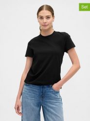 GAP Koszulki (2 szt.) w kolorze czarnym rozmiar: L. Czarne t-shirty damskie GAP, l, bez wzorów, bez kołnierzyka. Za 74.81 zł.