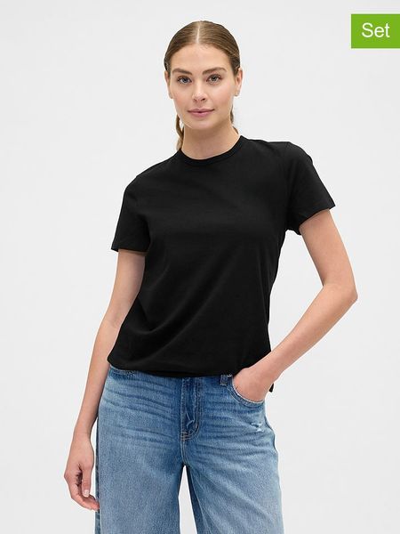 GAP Koszulki (2 szt.) w kolorze czarnym rozmiar: XXL. Czarne t-shirty damskie GAP, xxl, bez wzorów, bez kołnierzyka. Za 70.08 zł.