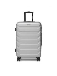 GINO ROSSI Walizka średnia CEO-GIN-M-003-05-SILVER Srebrny. Szare walizki Gino Rossi, bez wzorów, z tworzywa sztucznego, średnie. Za 279.99 zł.