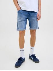 Jack & Jones Szorty dżinsowe "Rick" w kolorze niebieskim rozmiar: M. Niebieskie szorty męskie Jack & Jones, z aplikacjami, z jeansu, klasyczne. Za 87.81 zł.