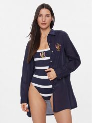 Lauren Ralph Lauren Sukienka plażowa 20498276 Granatowy Relaxed Fit. Niebieskie sukienki damskie Lauren Ralph Lauren, na plażę, m, bez wzorów, z bawełny, bez kołnierzyka, bez ramiączek. Za 1,099.00 zł.