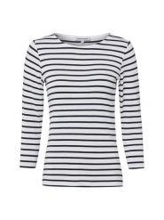 More & More Damska koszulka z długim rękawem Kobiety wiskoza biały|czarny w paski, 42. Białe t-shirty damskie MORE & MORE, bez wzorów, z dzianiny, bez kołnierzyka. Za 219.95 zł.