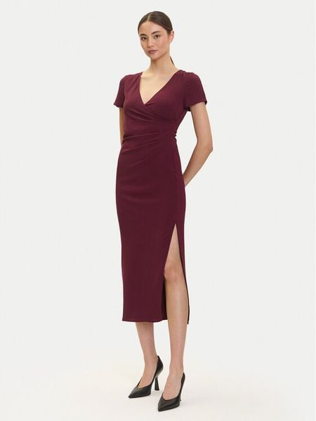 Armani Exchange Sukienka dzianinowa XW000665 AF10872 UA343 Bordowy Regular Fit. Czerwone sukienki damskie Armani Exchange, bez wzorów, z dzianiny, bez kołnierzyka, bez ramiączek. Za 769.99 zł.