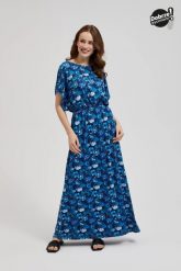 Sukienka maxi w tropikalny wzór niebieska. Niebieskie sukienki damskie MOODO, bez wzorów, bez kołnierzyka, bez ramiączek, maxi. W wyprzedaży za 59.99 zł.