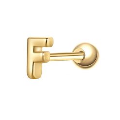 Glanzstücke München Piercing Litera F ze srebra próby 925 w kolorze zlotym Kolczyki 1 ct Damski. Żółte kolczyki damskie Glanzstücke München, pozłacane. Za 110.49 zł.