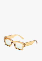 Beżowe Prostokątne Okulary Przeciwsłoneczne z Filtrem UV Elledenira. Brązowe okulary przeciwsłoneczne męskie Born2be, z jeansu, prostokątne. Za 29.99 zł.