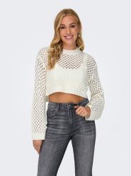 ONLY Sweter w kolorze białym rozmiar: L. Białe swetry klasyczne damskie Only, l, bez kołnierzyka. Za 70.24 zł.