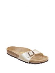 Birkenstock Klapki "Madrid" w kolorze kremowym rozmiar: 39. Brązowe klapki damskie Birkenstock, bez wzorów, bez obcasa. Za 231.95 zł.