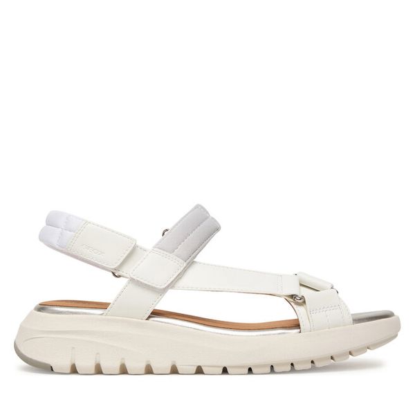 Sandały Geox. Białe sandały damskie Geox, bez wzorów, bez obcasa, na płaskiej podeszwie. Za 419.99 zł.