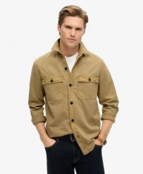 Superdry Military koszula-overshirt z długim rękawem z bawełny organicznej –. Brązowe koszule męskie Superdry., l, z aplikacjami, z bawełny, bez kołnierzyka, bez ramiączek. Za 330.00 zł.