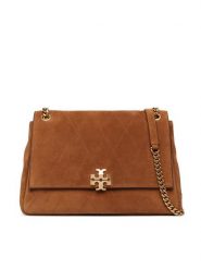 Tory Burch Torebka Charlie Quilted Suede Shoulder Bag 183357 Brązowy. Brązowe torebki klasyczne damskie Tory Burch, bez wzorów, ze skóry, bez dodatków. Za 3,334.00 zł.