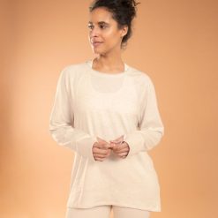Koszulka do jogi damska Kimjaly długi rękaw. Brązowe t-shirty damskie KIMJALY, m, bez wzorów, z bawełny, bez kołnierzyka. W wyprzedaży za 69.99 zł.