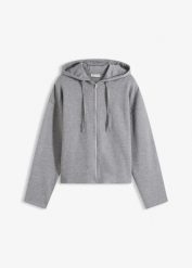 Bluza rozpinana z bawełną organiczną. Czarne bluzy bez kaptura damskie bonprix, z bawełny. Za 97.99 zł.