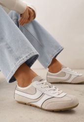 Beżowe Sneakersy Klasyczne Tenisówki z Zamszu Naturalnego Talanashta. Brązowe trampki i tenisówki damskie Renee, bez wzorów, z jeansu. Za 199.99 zł.