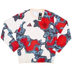 Koszulka przedmeczowa Bayern Munich 2024/25. Czerwone t-shirty sportowe męskie Adidas, bez ramiączek, do piłki nożnej. W wyprzedaży za 386.00 zł.