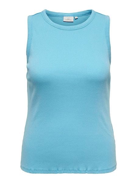 ONLY Carmakoma Top "Kea" w kolorze błękitnym rozmiar: 42/44. Niebieskie topy damskie Only Carmakoma, bez wzorów, z bawełny, bez kołnierzyka. Za 26.56 zł.