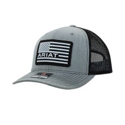 Czapka Trucker Ariat Usa flag patch logo. Szare czapki męskie Ariat, z aplikacjami, sportowe. Za 250.50 zł.