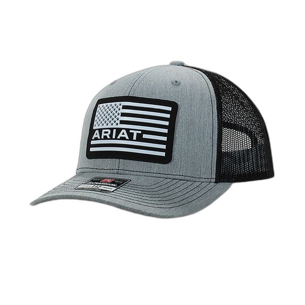 Czapka Trucker Ariat Usa flag patch logo. Szare czapki męskie Ariat, z aplikacjami, sportowe. Za 250.50 zł.