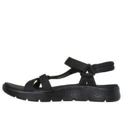Sandały damskie Skechers Go Walk Flex Sublime. Czarne sandały damskie Skechers, bez wzorów, z materiału, bez obcasa. Za 229.99 zł.
