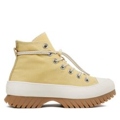 Botki Converse. Żółte botki damskie Converse, retro, bez obcasa, na płaskiej podeszwie, bez zapięcia. Za 419.99 zł.